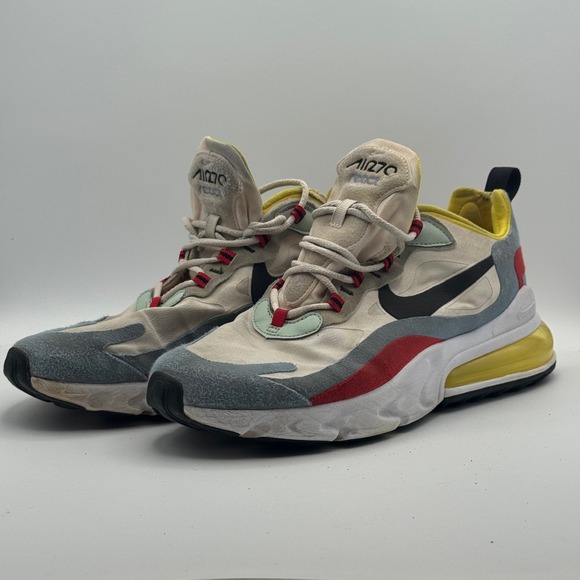 Nike Air Max 270 React Shoes Mens Size 10 White Red Yellow Gray Sneakers Running